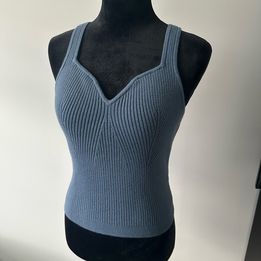 Abercrombie & Fitch Fitted Ribbed Blue Tank Top